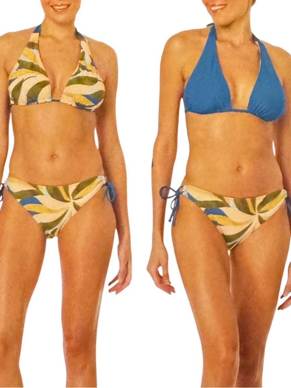 Hurley Reversible Halter Bikini Set - Blue and Leaf Print Size XL NWT